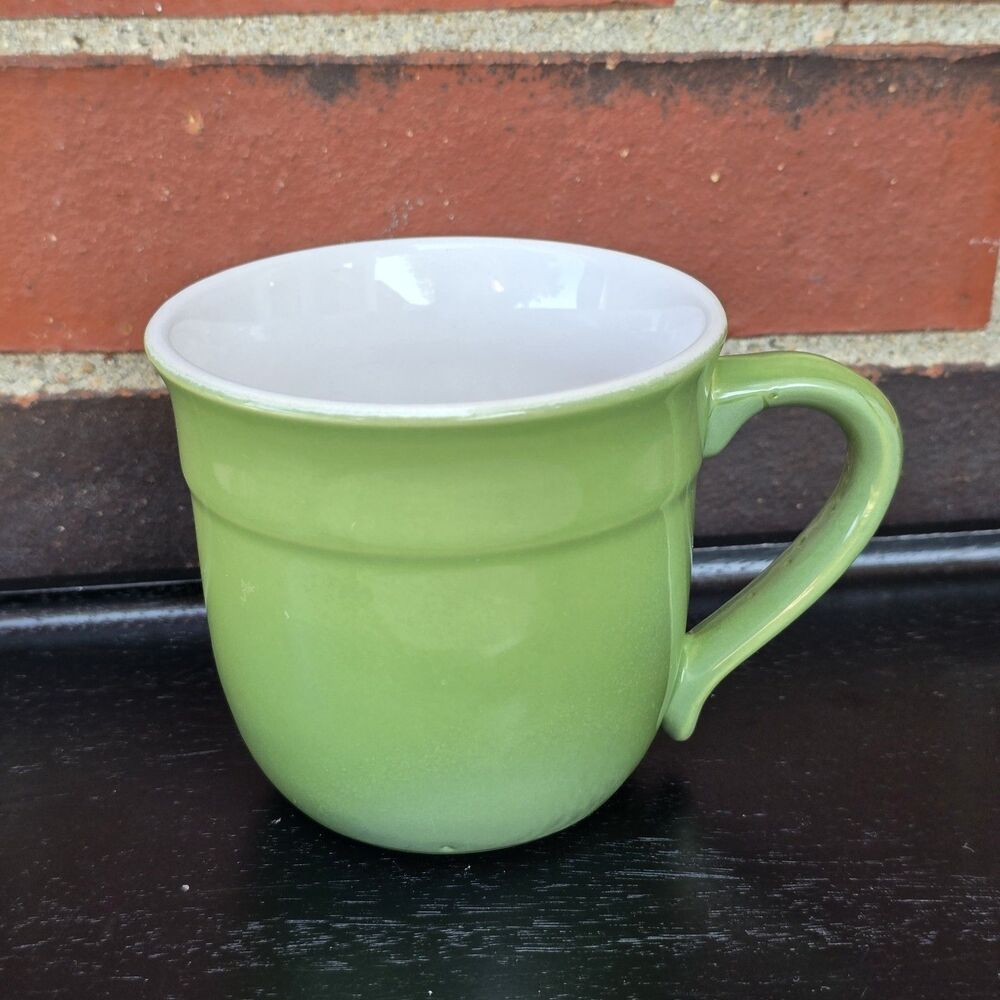 Emile Henry - 8714 - Green Mug Coffee / Tea Cup - White Interior - France EUC